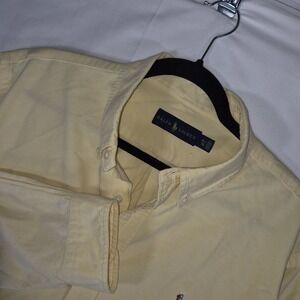 Ralph‎ Lauren Men's XL Yellow Oxford Button Down Shirt Classic Pony Logo Long...